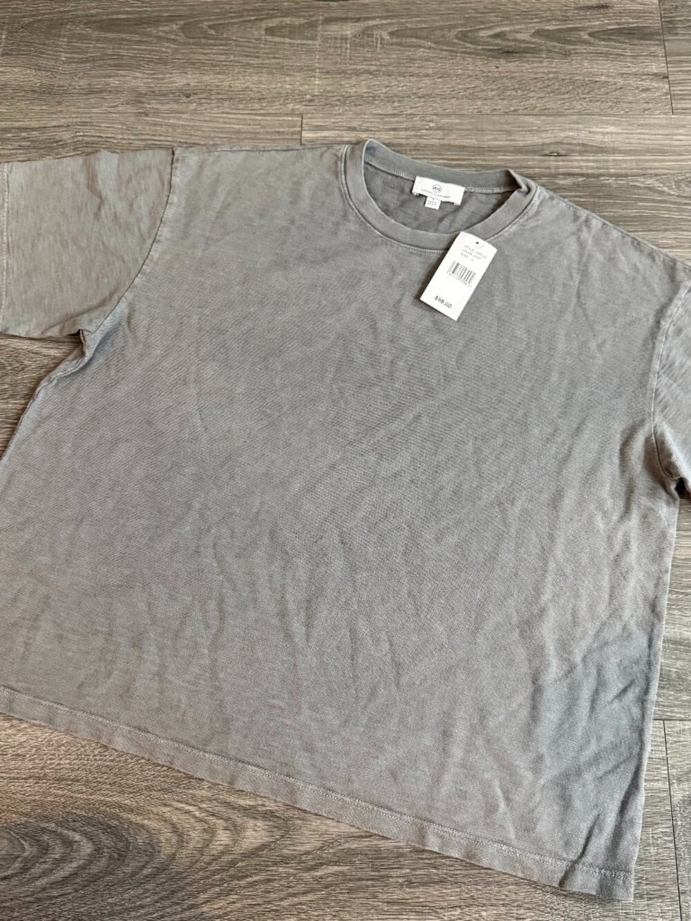 NWT Adriano Goldschmied AG Jeans Wesley Crew Boxy Tee Stone Gray Size Small